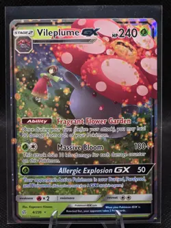 2019 Pokemon Cosmic Eclipse #004/236 Vileplume GX Holo Ultra Rare NM+ - Image 1