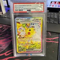 2024 POKEMON SSP EN-SURGING SPARKS SPECIAL ILLUSTRATION RARE PIKACHU EX PSA 9 - Image 1