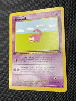 SLOWPOKE Pokemon Card 55/62 - 1st Edition Rare Fossil Set -LP - Image 2