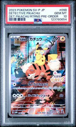 2023 POKEMON JAPANESE SV-P PROMO #098 DETECTIVE PIKACHU PSA 10 - Image 1