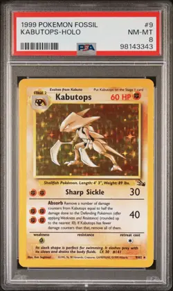 POKEMON KABUTOPS Fossil Holo Rare WOTC 9/62 PSA 8 NM-MT - Image 1