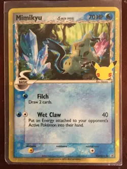 Pokemon TCG Card Celebrations Mimikyu Delta Species SWSH136 Black Star Promo NM - Image 1