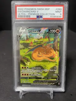 PSA 9 MINT Charizard V SWSH260 Black Star Promo Full Art Pokemon Card - Image 1