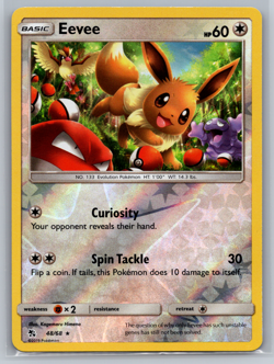 Eevee Rev Reverse Holo SM Hidden Fates Pokemon NM 48/68 Sun & Moon - Image 1