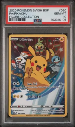 2020 POKEMON SWSH PROMO FIGURE COLLECTION #020 FULL ART/PIKACHU PSA 10 - Image 1