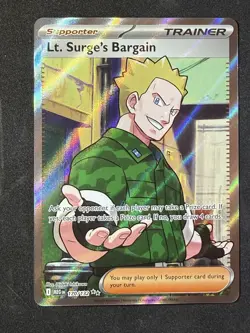 Pokemon TCG Lt. Surge's Bargain Full Art Holo Rare 170/132 Mega Evolutions M/NM - Image 1