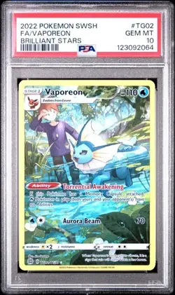 Pokemon - Vaporeon - TG02/TG30 - BRILLIANT STARS - Full Art - PSA 10 - Image 1