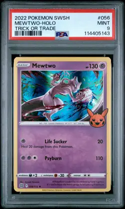 2022 POKEMON SWORD & SHIELD BRILLIANT STARS #056 MEWTWO-HOLO PSA 9 - Image 1