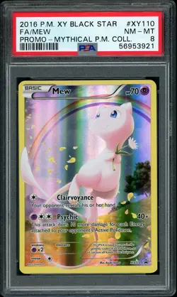 2016 Pokemon XY Mew Full Art XY110 Black Star Promo Mythical Collect PSA 8 NM-MT - Image 1
