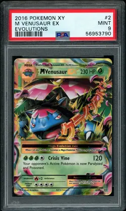 2016 Pokemon XY Evolutions M Venusaur EX #2 PSA 9 MINT - Image 1