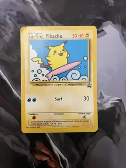 Pokemon Surfing Pikachu #28 Black Star Promo Rare Vintage MP Moderate Play - Image 1