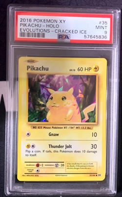 2016 POKEMON XY EVOLUTIONS PIKACHU CRACKED ICE HOLO 35/108 Promo PSA 9 MINT - Image 1