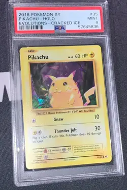 2016 POKEMON XY EVOLUTIONS PIKACHU CRACKED ICE HOLO 35/108 Promo PSA 9 MINT - Image 3