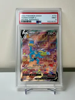 2022 POKEMON SWORD & SHIELD ASTRAL RADIANCE #172 FULL ART/MACHAMP V PSA 9 - Image 1
