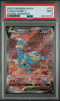 2022 POKEMON SWORD & SHIELD ASTRAL RADIANCE #172 FULL ART/MACHAMP V PSA 9 - Image 3