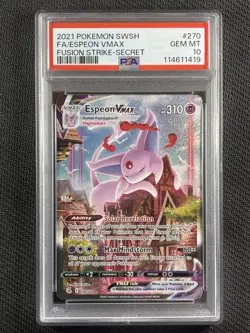 Pokemon Cards PSA 10 Gem Mt Espeon Vmax Alt Art - Fusion Strike Swsh 270/264 - Image 1