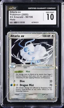2005 POKEMON EX EMERALD HOLO #90/106 ALTARIA CGC 10 GEM MINT - Image 1