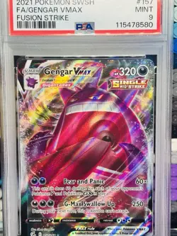 2021 POKEMON SWORD & SHIELD FUSION STRIKE #157 FULL ART/GENGAR VMAX PSA 9 - Image 1