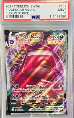 2021 POKEMON SWORD & SHIELD FUSION STRIKE #157 FULL ART/GENGAR VMAX PSA 9 - Image 4