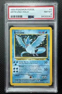 1999 POKEMON FOSSIL #2 ARTICUNO-HOLO PSA 8 VINTAGE US SELLER - Image 1