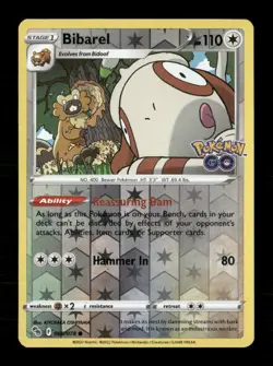 Bibarel Reverse Holo Common Pokemon GO 060/078 NM Pokemon LP - Image 1