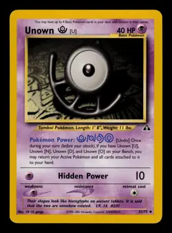 Unown [U] 51/75 - NM - Neo Discovery, WOTC Pokemon - Image 1