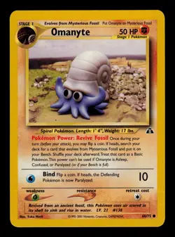 Omanyte 60/75 - LP - Neo Discovery, WOTC Pokemon - Image 1