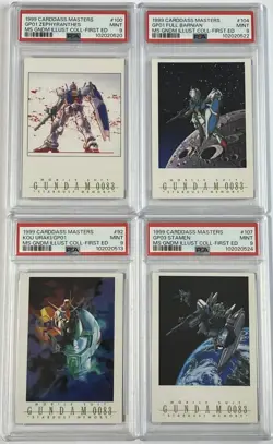 9 No. 0083 GP01 Kou Uraki 4 Card Set Carddass Masters Gundam Illustration Col - Image 1