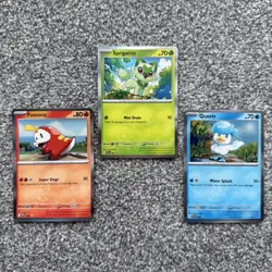 Pokemon Card - Sprigatito Fuecoco Quaxly SVP 001 002 003 Black Star Promo Bundle - Image 1