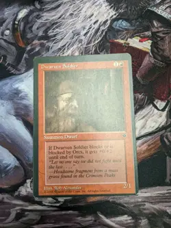 MTG Dwarven Soldier (53a) Fallen Empires sheet edge miscut error misprint - Image 1
