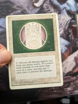Circle of Protection: Green MTG 4th Edition off center misprint miscut error - Image 1