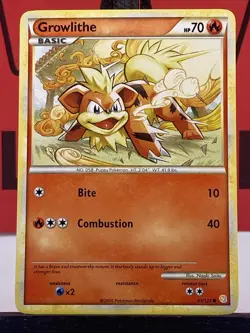 Growlithe 65/123 HeartGold SoulSilver Pokemon TCG Regular Common 2010 LP - Image 3