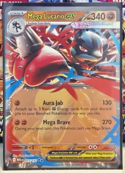 Pokemon Mega Evolution TCG Double Rare Foil Card - Mega Lucario EX (077/132) - Image 1