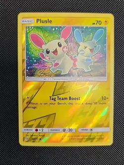 REVERSE HOLO Plusle 33/73 NM / M - Shining Legends Pokemon Card Tomokazu Komiya - Image 2