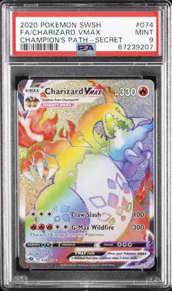 2020 POKEMON SWORD & SHIELD CHAMP'S PATH SECRET FULL ART/CHARIZARD VMAX PSA 9 - Image 1