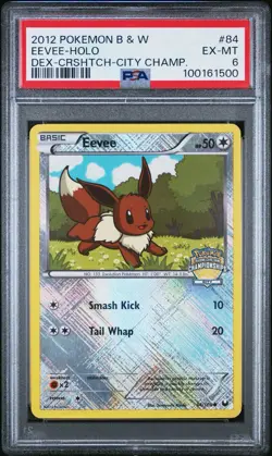 2012 Pokemon B & W DEX Eevee-Holo CRSHTCH - City Championships #84 PSA 6 EX-MT - Image 1