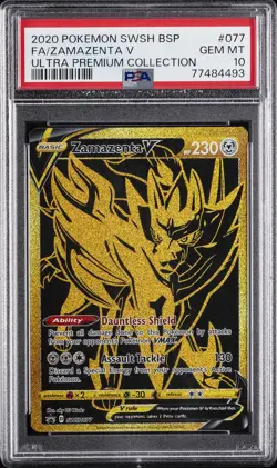 2020 POKEMON SWSH BLACK STAR PROMO ULTRA PREM COLL FULL ART/ZAMAZENTA V PSA 10 - Image 1