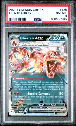 2023 POKEMON OBF EN-OBSIDIAN FLAMES #125 CHARIZARD EX PSA 8 - Image 1