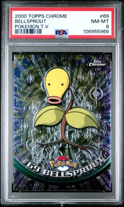 2000 TOPPS CHROME POKEMON T.V. #69 BELLSPROUT PSA 8 - Image 1