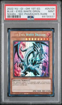 Yugioh Blue-Eyes White Dragon MAMA-EN104 PSA 9 Mint Secret Pharoah's Rare 1st Ed - Image 1