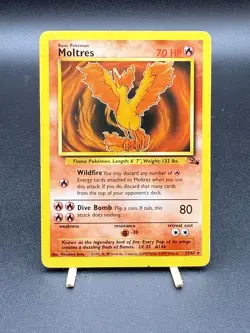 Moltres 27/62 Fossil Unlimited Pokemon TCG MP Moderately Played 2 - Image 1