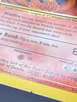 Moltres 27/62 Fossil Unlimited Pokemon TCG MP Moderately Played 2 - Image 3