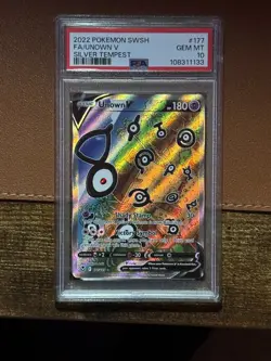 2022 POKEMON SWORD & SHIELD SILVER TEMPEST 177 FULL ART/UNOWN V PSA 10 - Image 1