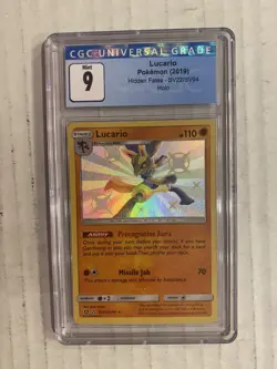 2019 Pokemon Sun & Moon Hidden Fates Shiny Vault SV22 Lucario Holo CGC 9 NM - Image 1