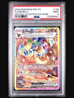 2025 POKEMON PSA 9 MINT EN FLAREON EX PRISMATIC EVOLUTIONS 146/131 SIR - Image 1