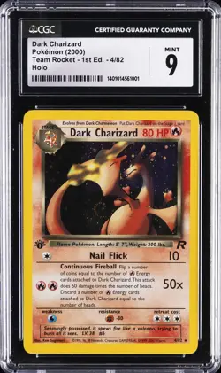2000 POKEMON TEAM ROCKET 1ST EDITION DARK CHARIZARD CGC 9 - Image 1