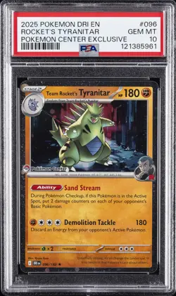 2025 POKEMON DRI EN-DESTINED RIVALS #096 TEAM ROCKET'S TYRANITAR PSA 10 - Image 1