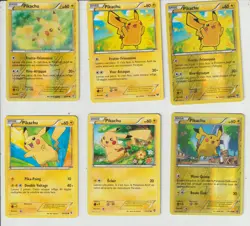 Lot x6 cartes POKEMON PIKACHU 2012-2015 FRANCAISES EX-NM 3 REVERSES 26/83 42/146 - Image 1