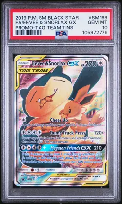 2019 POKEMON SM BLACK STAR PROMO #SM169 FULL ART/EEVEE & SNORLAX GX PSA 10 - Image 1