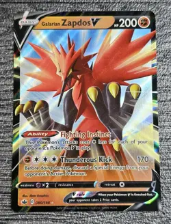 Galarian Zapdos V 080/198 Holo Shiny Pokemon TCG Card Chilling Reign - Image 1